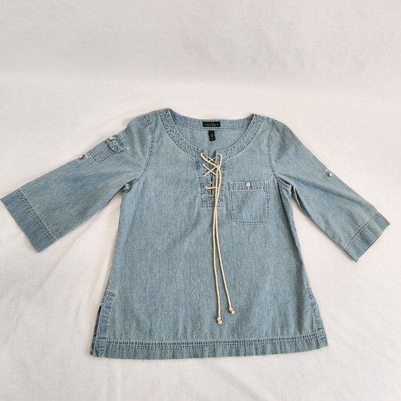 Vintage LRL JEANS CO. RALPH LAUREN Denim Tunic/Shirt Loose Fit Size M Exc. Cond. - Picture 9 of 16